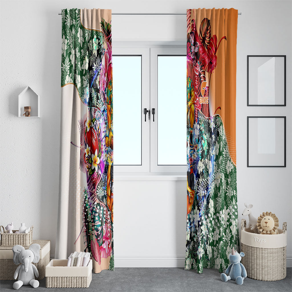 Personalized Greater Western Sydney Giants Window Curtain Tropical Hibiscus Flowers - Pacific Fusion Style