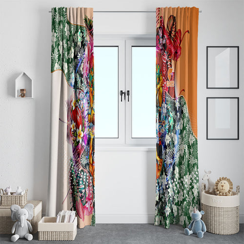 Personalized Greater Western Sydney Giants Window Curtain Tropical Hibiscus Flowers - Pacific Fusion Style