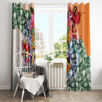 Personalized Greater Western Sydney Giants Window Curtain Tropical Hibiscus Flowers - Pacific Fusion Style