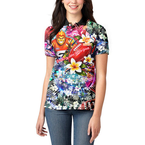 Personalized Greater Western Sydney Giants Women Polo Shirt Tropical Hibiscus Flowers - Pacific Fusion Style
