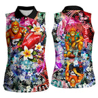 Personalized Greater Western Sydney Giants Women Sleeveless Polo Shirt Tropical Hibiscus Flowers - Pacific Fusion Style