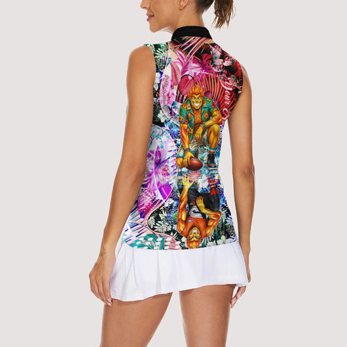 Personalized Greater Western Sydney Giants Women Sleeveless Polo Shirt Tropical Hibiscus Flowers - Pacific Fusion Style