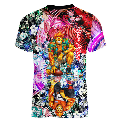 Personalized Greater Western Sydney Giants Women V-Neck T-Shirt Tropical Hibiscus Flowers - Pacific Fusion Style