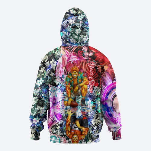 Personalized Greater Western Sydney Giants Zip Hoodie Tropical Hibiscus Flowers - Pacific Fusion Style