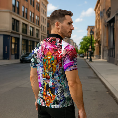 Personalized Greater Western Sydney Giants Zipper Polo Shirt Tropical Hibiscus Flowers - Pacific Fusion Style