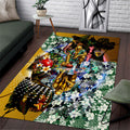 Personalized Hawthorn Football Hawks Area Rug Tropical Hibiscus Flowers - Pacific Fusion Style