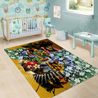 Personalized Hawthorn Football Hawks Area Rug Tropical Hibiscus Flowers - Pacific Fusion Style