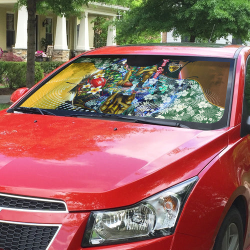 Personalized Hawthorn Football Hawks Auto Sun Shade Tropical Hibiscus Flowers - Pacific Fusion Style
