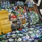 Personalized Hawthorn Football Hawks Back Car Seat Cover Tropical Hibiscus Flowers - Pacific Fusion Style