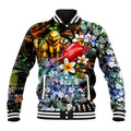 Personalized Hawthorn Football Hawks Baseball Jacket Tropical Hibiscus Flowers - Pacific Fusion Style