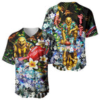 Personalized Hawthorn Football Hawks Baseball Jersey Tropical Hibiscus Flowers - Pacific Fusion Style