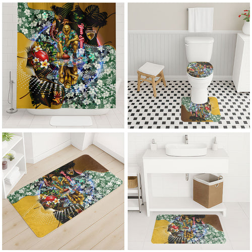 Personalized Hawthorn Football Hawks Bathroom Set Tropical Hibiscus Flowers - Pacific Fusion Style