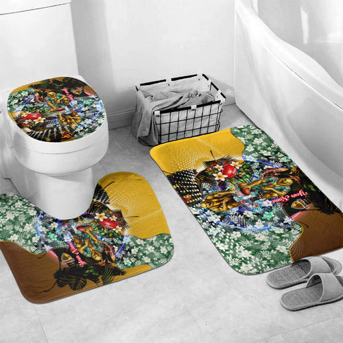 Personalized Hawthorn Football Hawks Bathroom Set Tropical Hibiscus Flowers - Pacific Fusion Style