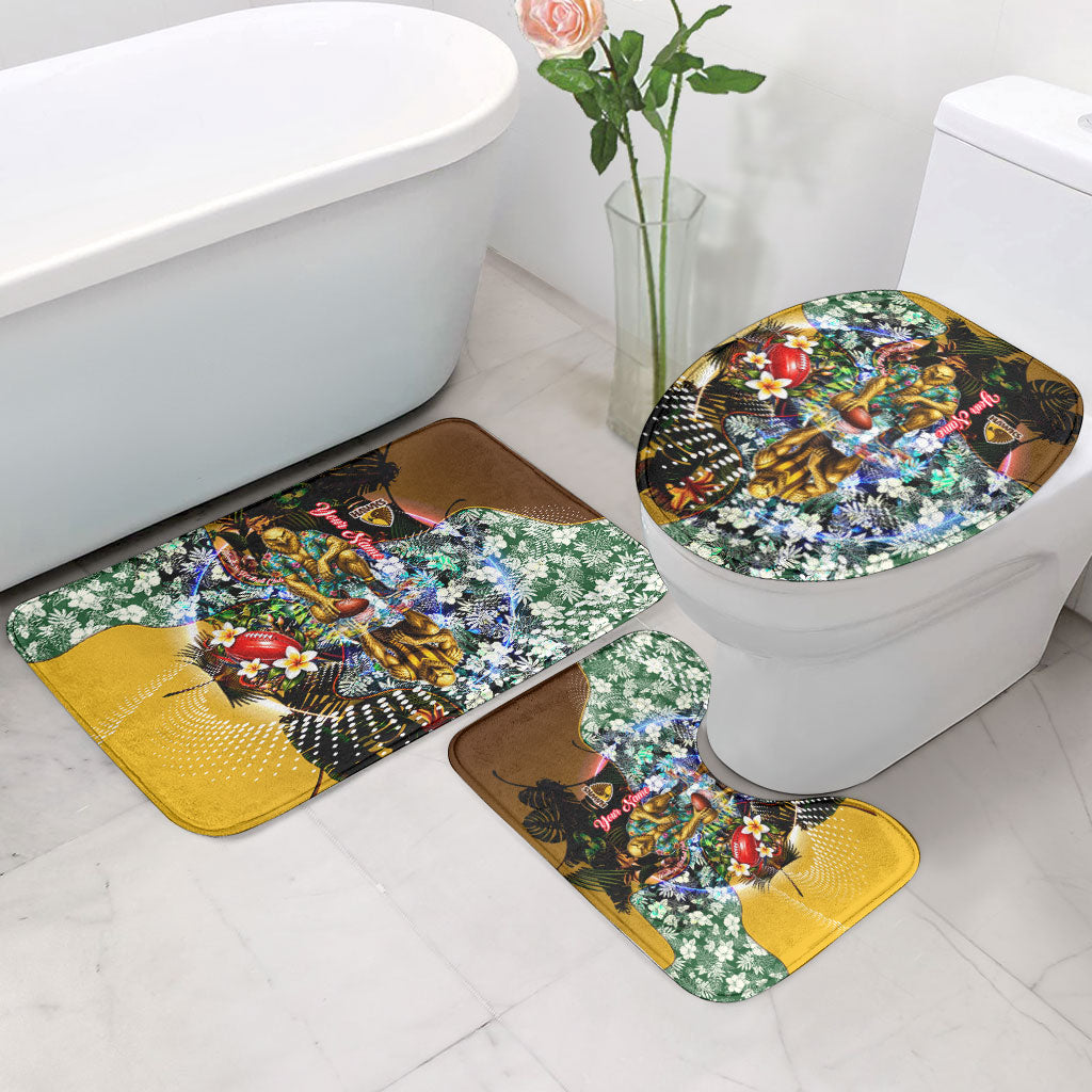 Personalized Hawthorn Football Hawks Bathroom Set Tropical Hibiscus Flowers - Pacific Fusion Style