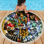 Personalized Hawthorn Football Hawks Beach Blanket Tropical Hibiscus Flowers - Pacific Fusion Style