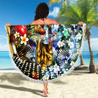 Personalized Hawthorn Football Hawks Beach Blanket Tropical Hibiscus Flowers - Pacific Fusion Style