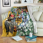 Personalized Hawthorn Football Hawks Blanket Tropical Hibiscus Flowers - Pacific Fusion Style