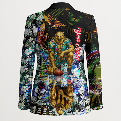 Personalized Hawthorn Football Hawks Blazer Tropical Hibiscus Flowers - Pacific Fusion Style