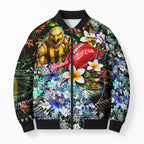 Personalized Hawthorn Football Hawks Bomber Puffer Jacket Tropical Hibiscus Flowers - Pacific Fusion Style