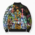 Personalized Hawthorn Football Hawks Bomber Puffer Jacket Tropical Hibiscus Flowers - Pacific Fusion Style