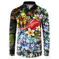 Personalized Hawthorn Football Hawks Button Sweatshirt Tropical Hibiscus Flowers - Pacific Fusion Style