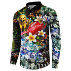 Personalized Hawthorn Football Hawks Button Sweatshirt Tropical Hibiscus Flowers - Pacific Fusion Style