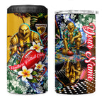 Personalized Hawthorn Football Hawks 4 in 1 Can Cooler Tumbler Tropical Hibiscus Flowers - Pacific Fusion Style