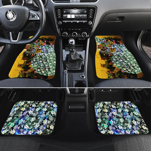 Personalized Hawthorn Football Hawks Car Mats Tropical Hibiscus Flowers - Pacific Fusion Style