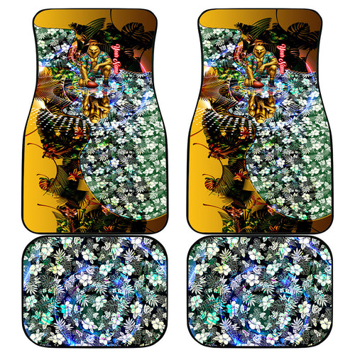 Personalized Hawthorn Football Hawks Car Mats Tropical Hibiscus Flowers - Pacific Fusion Style