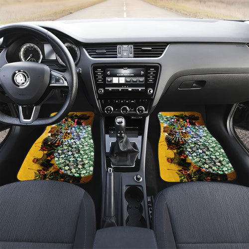 Personalized Hawthorn Football Hawks Car Mats Tropical Hibiscus Flowers - Pacific Fusion Style