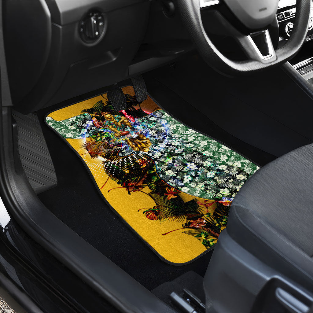 Personalized Hawthorn Football Hawks Car Mats Tropical Hibiscus Flowers - Pacific Fusion Style