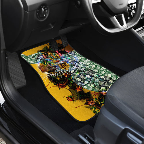Personalized Hawthorn Football Hawks Car Mats Tropical Hibiscus Flowers - Pacific Fusion Style