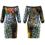 Personalized Hawthorn Football Hawks Couples Matching Off The Shoulder Long Sleeve Dress and Long Sleeve Button Shirt Tropical Hibiscus Flowers - Pacific Fusion Style