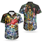 Personalized Hawthorn Football Hawks Couples Matching Tank Maxi Dress and Hawaiian Shirt Tropical Hibiscus Flowers - Pacific Fusion Style
