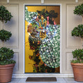 Personalized Hawthorn Football Hawks Door Cover Tropical Hibiscus Flowers - Pacific Fusion Style