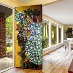 Personalized Hawthorn Football Hawks Door Cover Tropical Hibiscus Flowers - Pacific Fusion Style