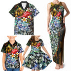 Personalized Hawthorn Football Hawks Family Matching Tank Maxi Dress and Hawaiian Shirt Tropical Hibiscus Flowers - Pacific Fusion Style