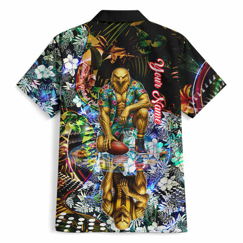 Personalized Hawthorn Football Hawks Hawaiian Shirt Tropical Hibiscus Flowers - Pacific Fusion Style