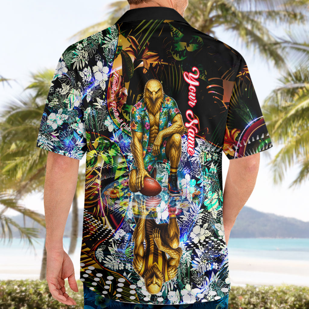 Personalized Hawthorn Football Hawks Hawaiian Shirt Tropical Hibiscus Flowers - Pacific Fusion Style