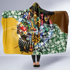 Personalized Hawthorn Football Hawks Hooded Blanket Tropical Hibiscus Flowers - Pacific Fusion Style