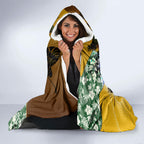 Personalized Hawthorn Football Hawks Hooded Blanket Tropical Hibiscus Flowers - Pacific Fusion Style