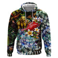 Personalized Hawthorn Football Hawks Hoodie Tropical Hibiscus Flowers - Pacific Fusion Style
