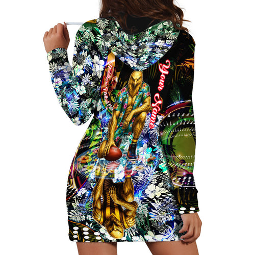 Personalized Hawthorn Football Hawks Hoodie Dress Tropical Hibiscus Flowers - Pacific Fusion Style