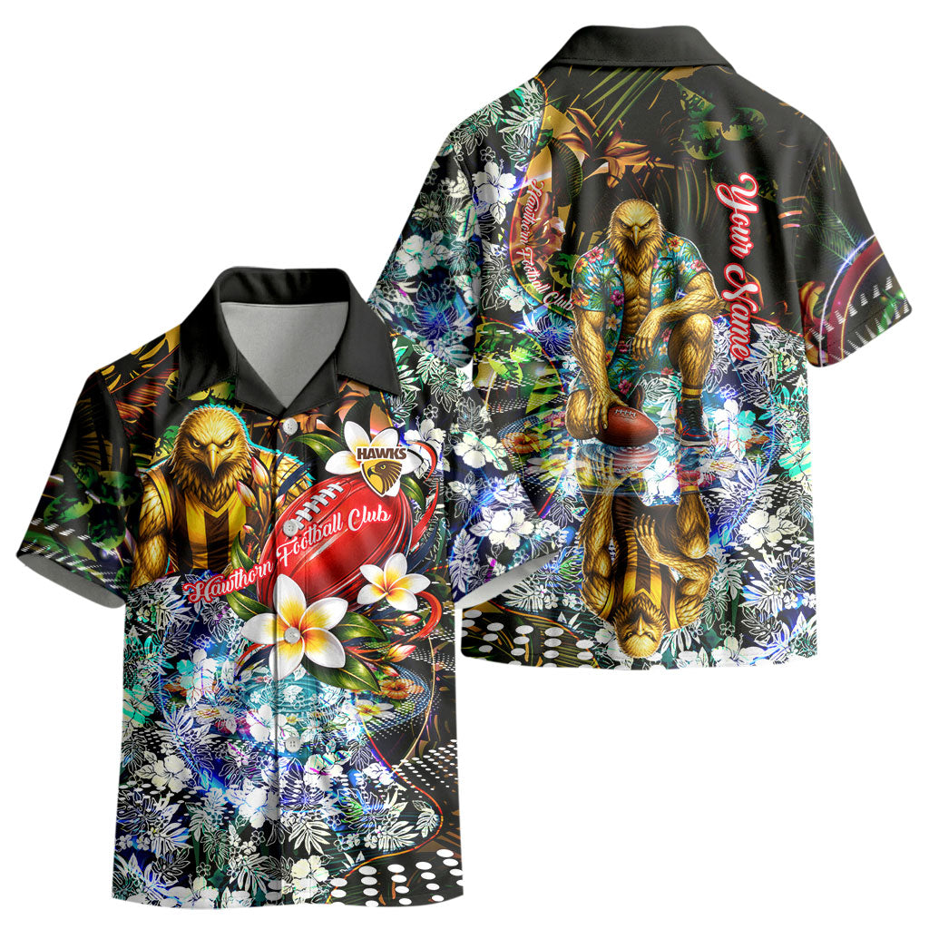 Personalized Hawthorn Football Hawks Kid Hawaiian Shirt Tropical Hibiscus Flowers - Pacific Fusion Style