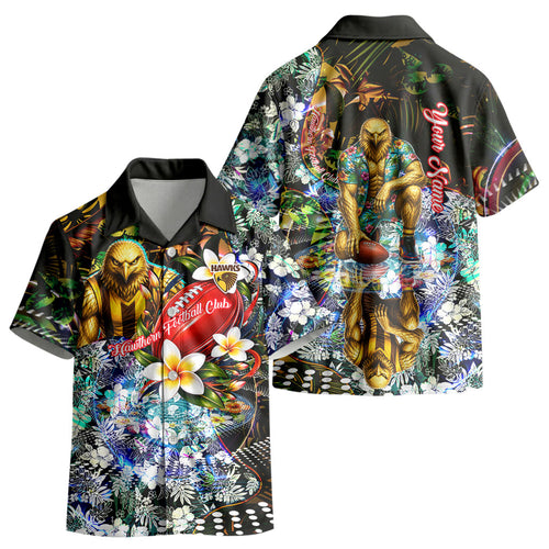 Personalized Hawthorn Football Hawks Kid Hawaiian Shirt Tropical Hibiscus Flowers - Pacific Fusion Style
