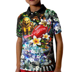 Personalized Hawthorn Football Hawks Kid Polo Shirt Tropical Hibiscus Flowers - Pacific Fusion Style