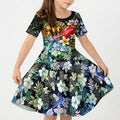Personalized Hawthorn Football Hawks Kid Short Sleeve Dress Tropical Hibiscus Flowers - Pacific Fusion Style