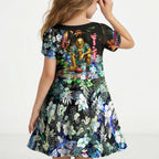 Personalized Hawthorn Football Hawks Kid Short Sleeve Dress Tropical Hibiscus Flowers - Pacific Fusion Style