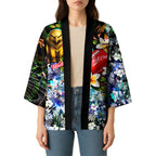 Personalized Hawthorn Football Hawks Kimono Tropical Hibiscus Flowers - Pacific Fusion Style