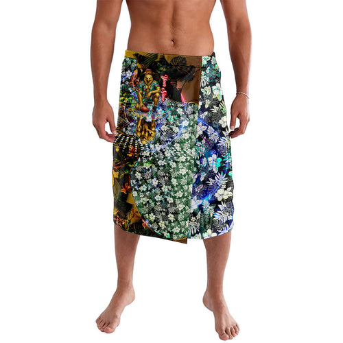 Personalized Hawthorn Football Hawks Lavalava Tropical Hibiscus Flowers - Pacific Fusion Style